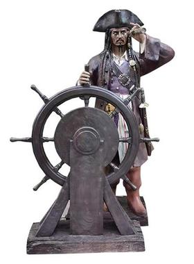 玻璃钢加勒比海盗船长雕塑大型摆件家居软装装饰仿真鲨鱼螃蟹模型