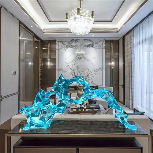 现代样板房轻奢雕塑摆件透明树脂太湖石酒店客厅玄关桌面软装饰品,家居饰品,装饰摆件,淘宝优惠券,粉丝福利购,淘宝优惠卷