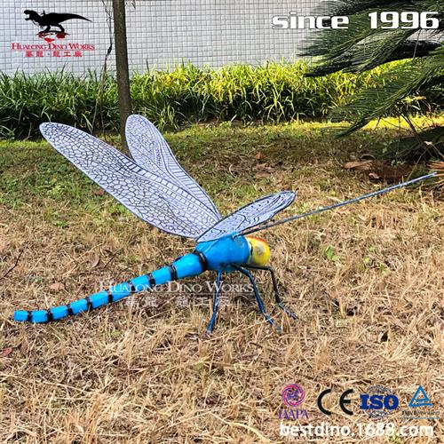 大型动物标本机械电动模型蜻蜓会动会叫昆虫动物雕塑户外摆件