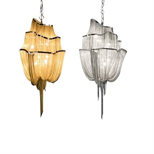 后现代奢华大气铝链条吊灯餐厅客厅样板房酒店会所复式楼三层吊灯