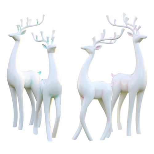 抽象梅花鹿摆件户外玻璃钢白鹿雕塑园林景观小品商场房产装饰美陈