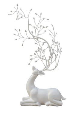 不锈钢镂空梅花鹿雕塑玻璃钢白色鹿摆件售楼部酒店大堂艺术装饰品