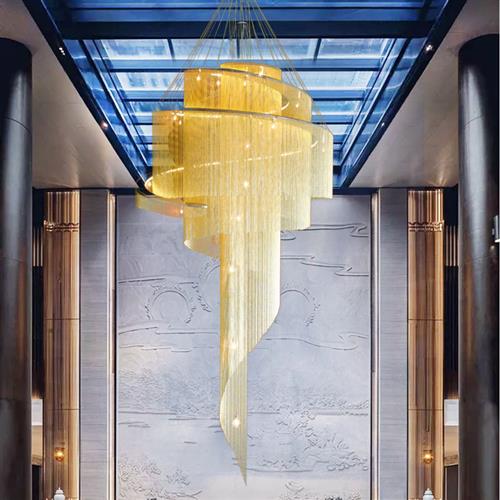 后现代流苏吊灯客厅餐厅高级感铝链吊灯卧室别墅酒店链条铁艺灯具