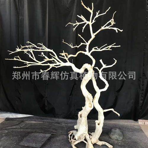 木雕松树仿真米双杆雪松迎客松摆件大型落地假松树新中式造景