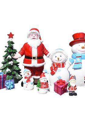 户外玻璃钢卡通圣诞老人雪人礼品盒雕塑摆件圣诞节礼物模型装饰品