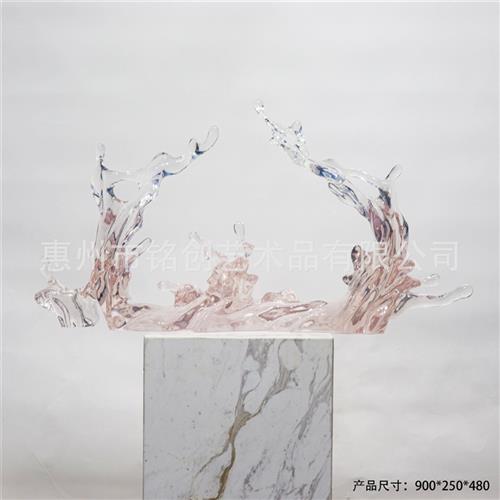 现代轻奢透明树脂雕塑浪花摆件酒店大堂样板房售楼处软装饰艺术品
