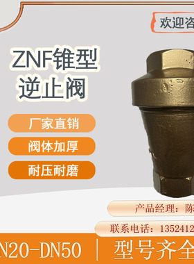 螺纹ZNF锥型逆止阀 不锈钢ZNF锥形止回阀 输灰ZNF单向阀DN20-DN50