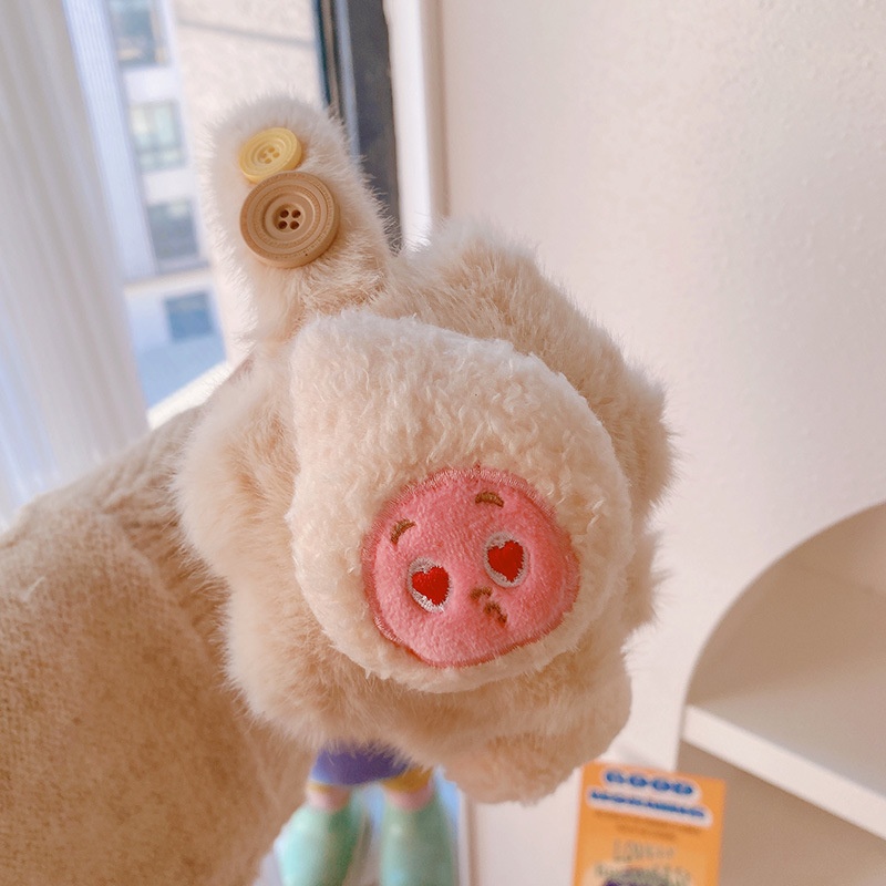 hd1132a05卡通星星小人公仔毛绒耳罩心甜美纽扣保暖防风耳包