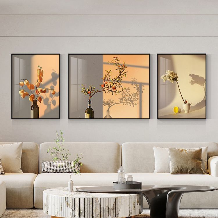 极速客厅花卉装饰画光影沙发背景墙挂画高档大气轻奢现代组合三联图片