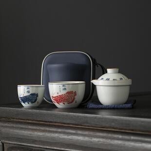 快客杯红龙陶瓷收纳包个人专用壶功夫品茗喝茶杯车载可携式旅行茶