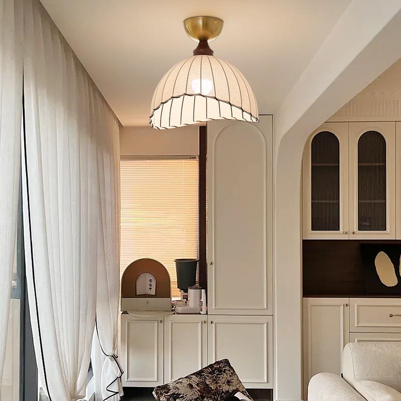 中古风创意吸顶灯过道灯布艺餐厅吧台灯阳台玄关法式复古LED灯具