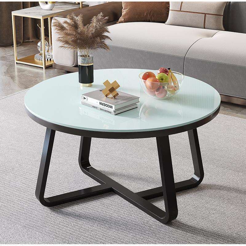 岩板茶几轻奢现代简约圆形小户型茶几客厅家用双层网红北欧大理石