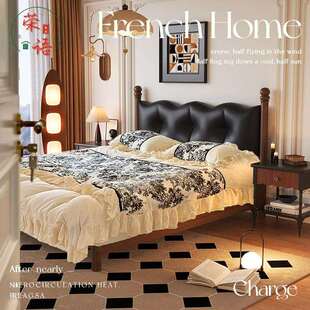 实木床法式复古主卧1.8米双人大床1.5米可储物现代卧室中古风家具