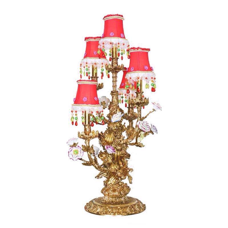 法式全铜台灯卧室复古磊气奢华灯饰田园别墅宫廷欧式客厅全铜台灯