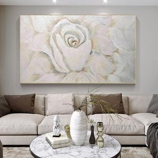 油画手绘油画《盛开》客厅挂画现代简约装饰画横版手工抽象花卉