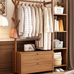 挂衣架落地式实木衣帽架卧室门后室内家用入户衣架收纳柜一体靠墙