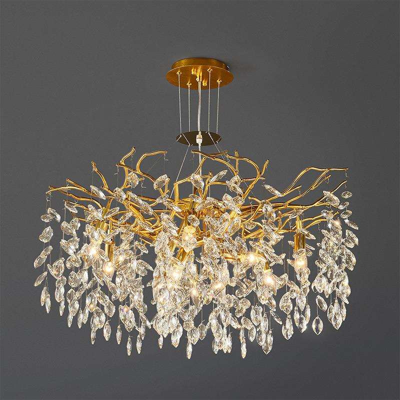艺术树枝餐厅吊灯2025年新款美式长形吧台轻奢水晶现代爆款