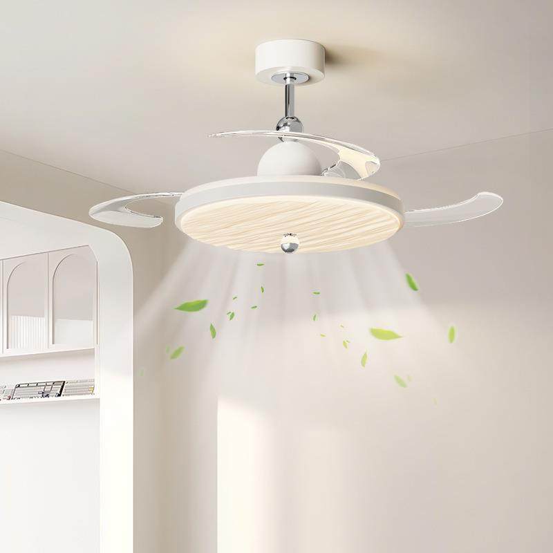 简约隐形风扇灯奶油风吊扇灯家用一体餐厅灯卧室吊扇灯吸顶灯具