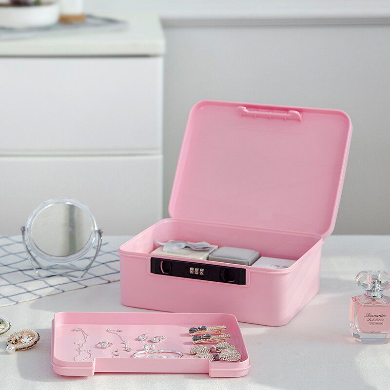 爱丽思IRIS带锁密码盒子塑料收纳箱护照收纳盒文件盒爱丽丝储物盒