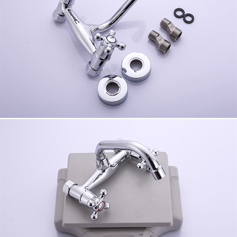 HHSN辉煌全铜龙头双控双孔菜盆龙头挂墙式M阳台洗衣池冷热龙头单