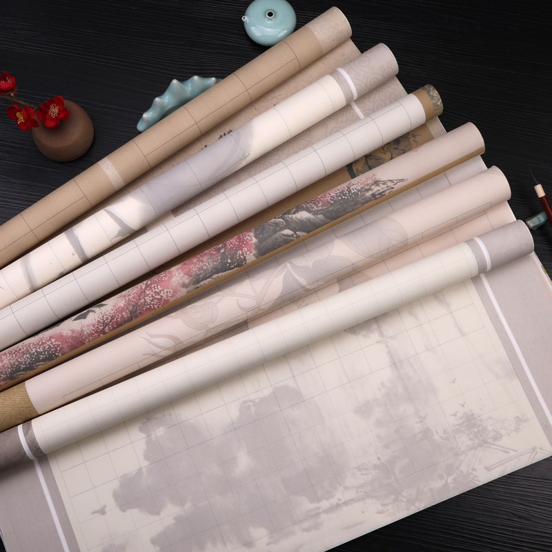 微喷蜡染宣纸半生熟方格毛笔书法国展创作专用作品纸古典诗词诫子