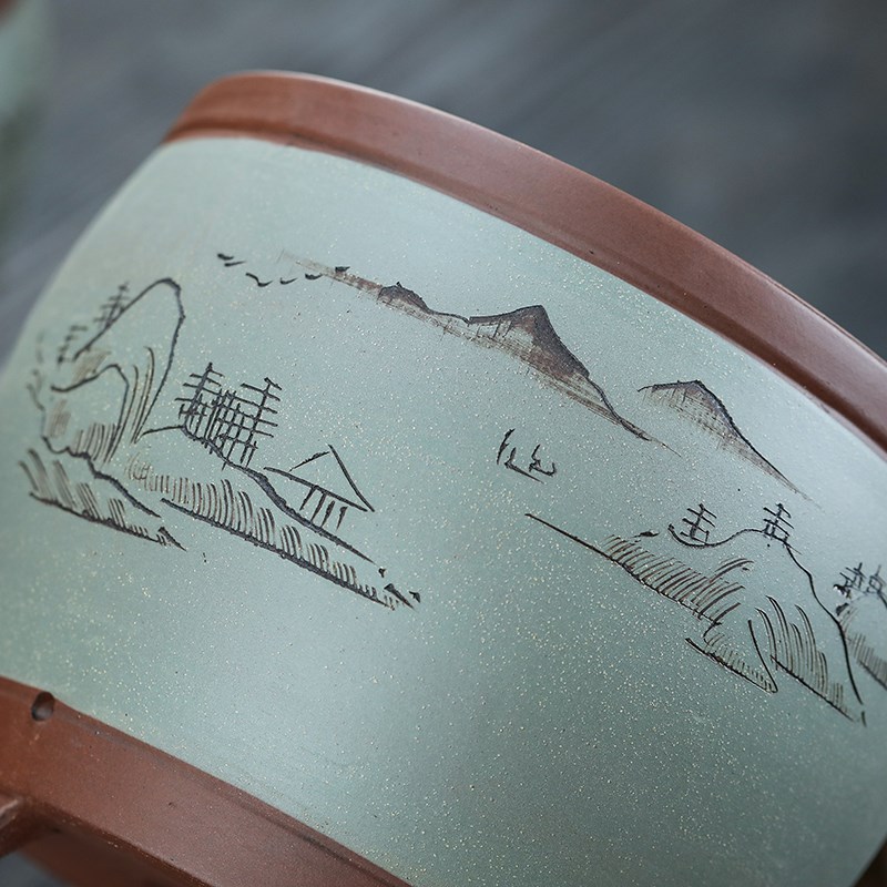 宜兴紫砂花盆兰花花盆专用君子兰蝴E蝶兰三角梅花盆陶瓷大口径清