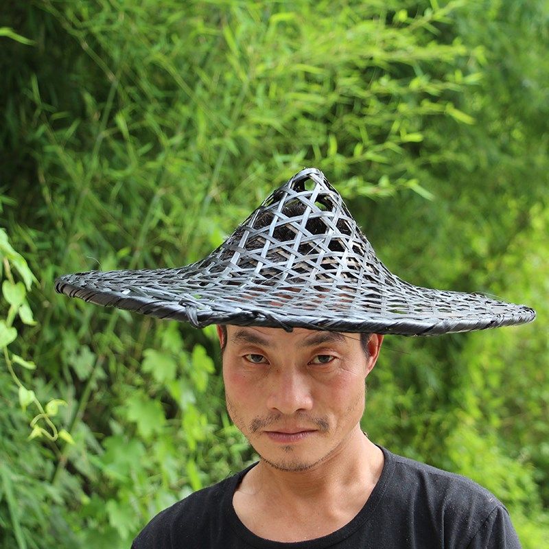 竹编斗笠帽子/黑侠客帽/仿古古装灯罩帽/舞台道具/黑色白色舞蹈帽