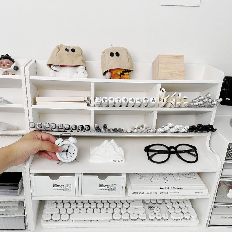 学生桌面置物架多层一体收纳盒办公桌斜插式笔筒T多功能分层收纳