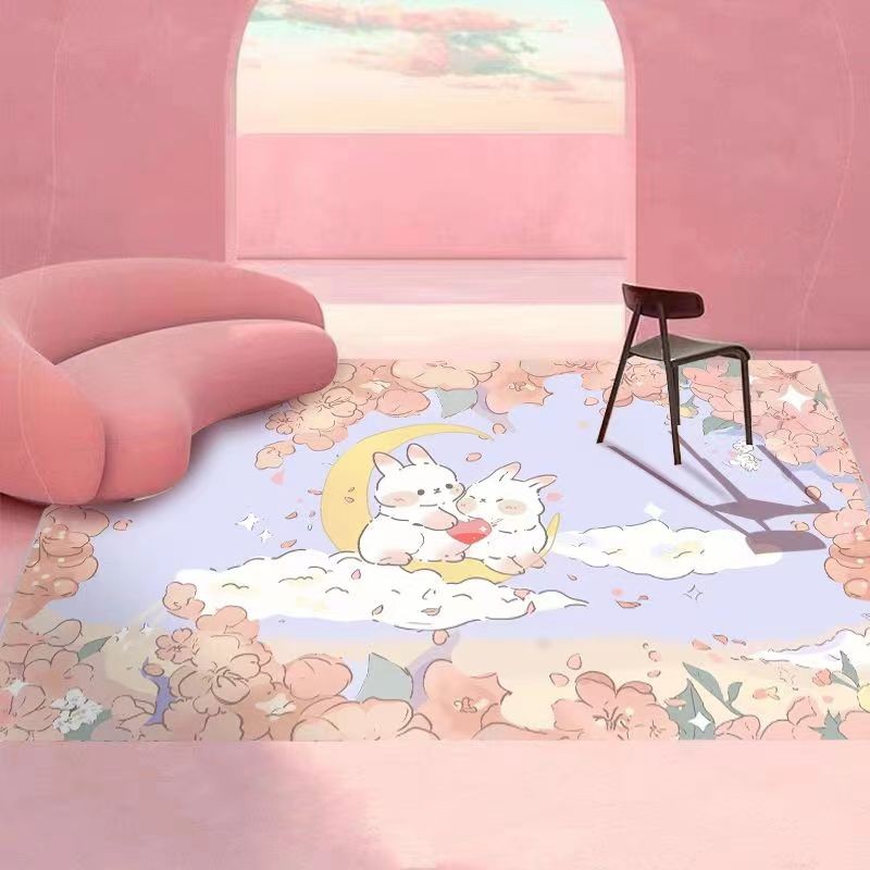mikko客厅家居卧室卡通仿羊绒地毯儿童房少女心地垫Tins风可爱床