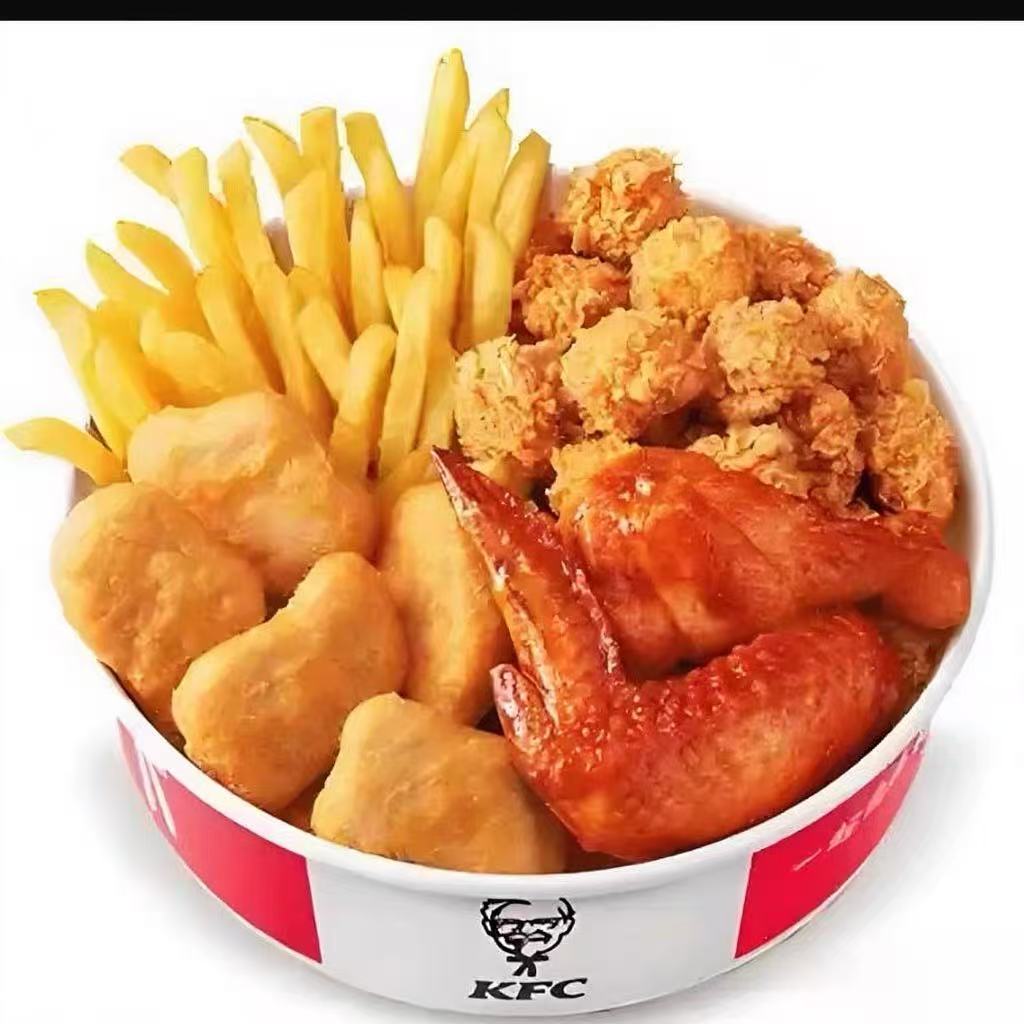 肯德基KFC四味小食拼盘烤翅鸡米花薯条兑换卷优惠券代下双层拼盘