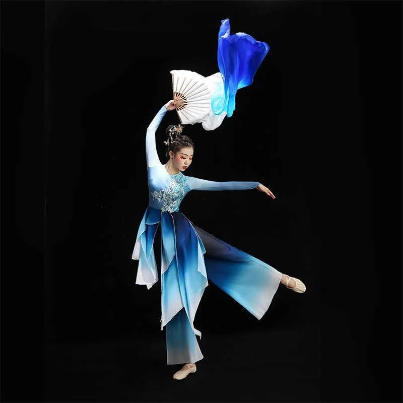 古典舞服装演出服女中国风剧目扇子舞蹈服服伞舞秧歌舞表演服新品