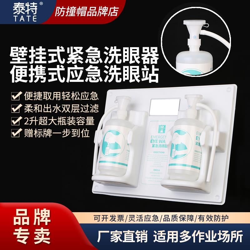泰特紧急洗眼器2L手持冲洗瓶TEW316壁挂便携式洗眼站赠标识牌配件