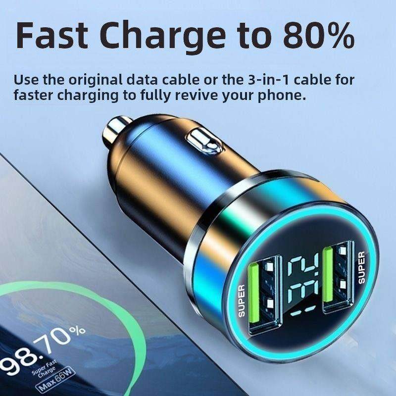 120w车载充电器手机66w超级快充一拖二汽车点烟器转换头多usb通用,3C数码配件,USB多功能数码宝,淘宝优惠券,粉丝福利购,淘宝优惠卷
