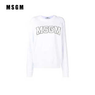 MSGM全新款白色圆领卫衣女宽松休闲长袖
