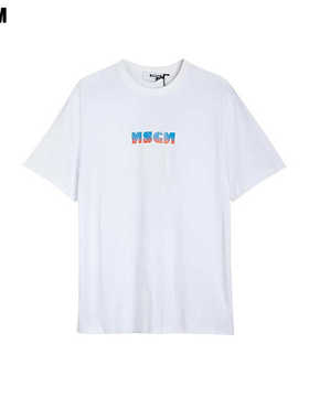 MSGM全棉套头白色T恤