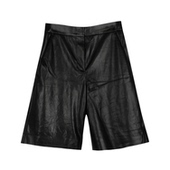 高腰中裤 纯色简约百搭阔腿显瘦PU皮裤 五分裤 MSGM 女24春夏装 撤柜