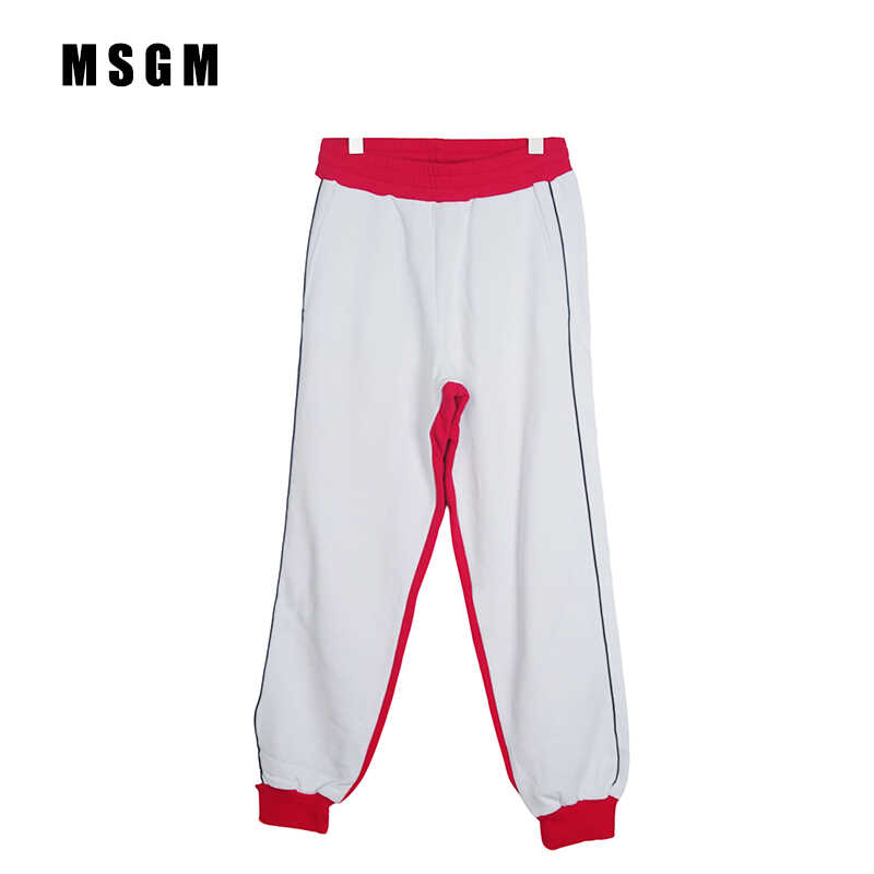 裤子宽松MSGM束脚白色拼接