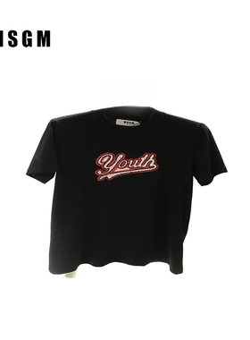 MSGM 时尚休闲百搭舒适潮流 女士宽松短袖T恤 黑色