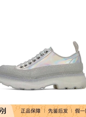 Tread Slick 漆皮 拼接系带 减震 低帮 运动休闲鞋 女款 银色