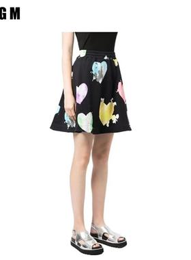 MSGM 爱心印花A字裙摆休闲短裙