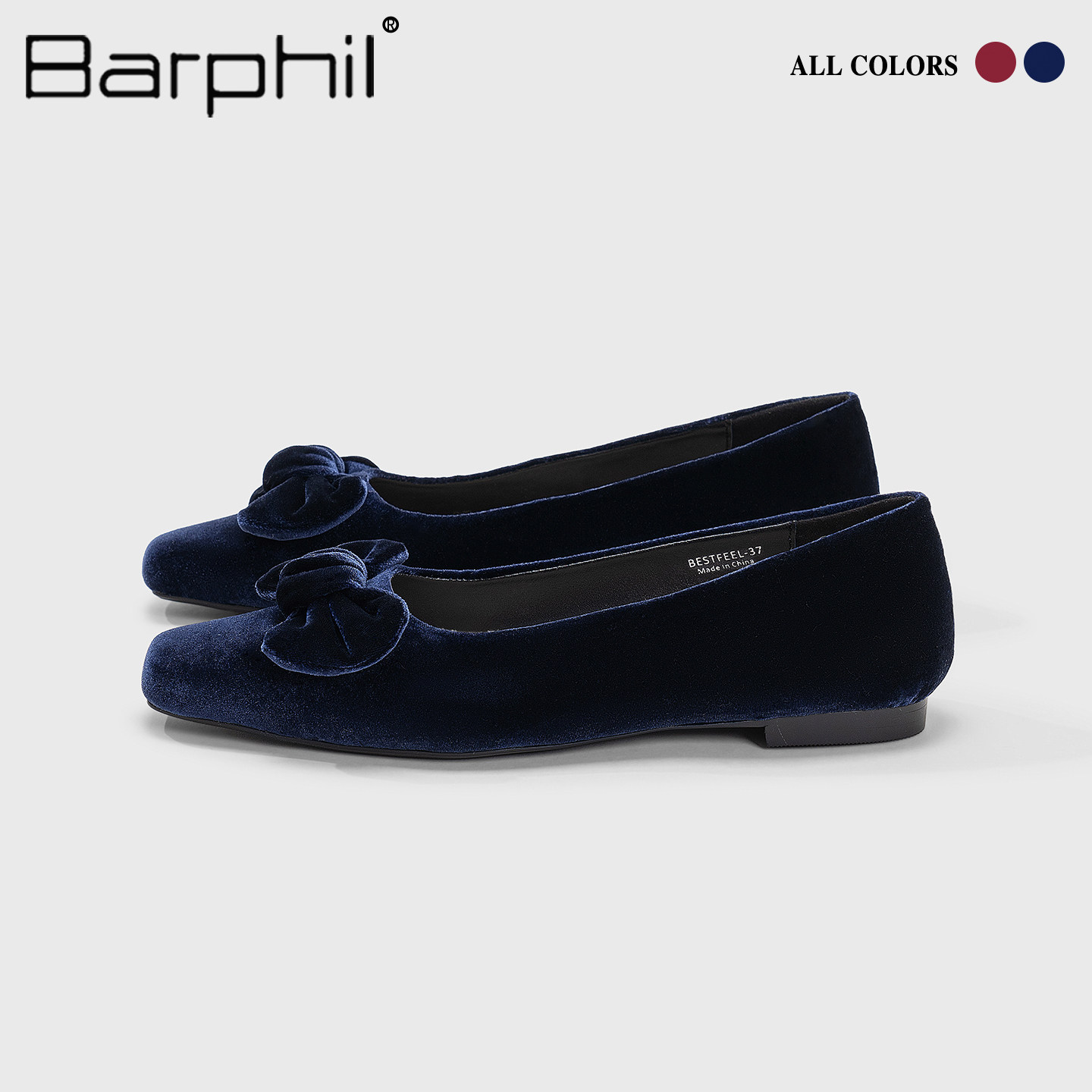 Barphil【繁花】浅口单鞋 真皮手工女鞋蝴蝶结方头玛丽珍鞋气质图片