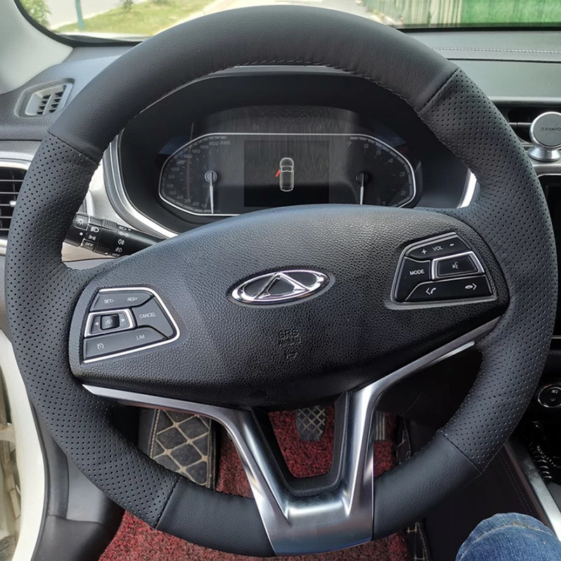 适用于16-17-18款奇瑞瑞虎7方向盘套真皮把套手缝专用全包款内饰