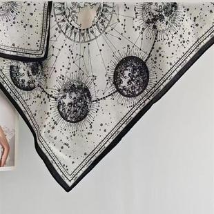 小围巾女款2025新款冬棉麻腰果花显白棕色小方巾丝巾领巾衬衫披肩