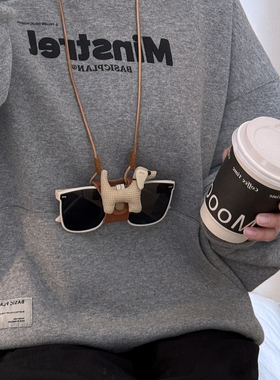 ins博主同款可爱腊肠狗墨镜挂绳项链长款防脱落眼镜收纳挂脖配饰