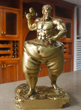 自我雕琢雕塑摆件健美比赛刻字奖杯健身房装饰品树脂肌肉男纪优选