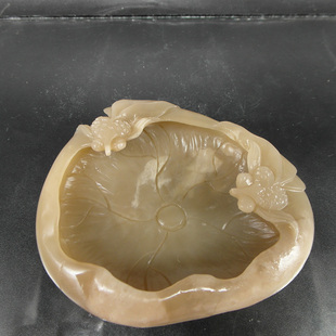 天然印石巴林石虾青冻笔洗烟缸85*72*18mm