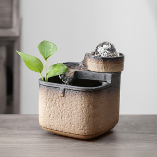 小型流水摆件循环水转运球风水球喷泉招财装饰办公室桌面水系景观