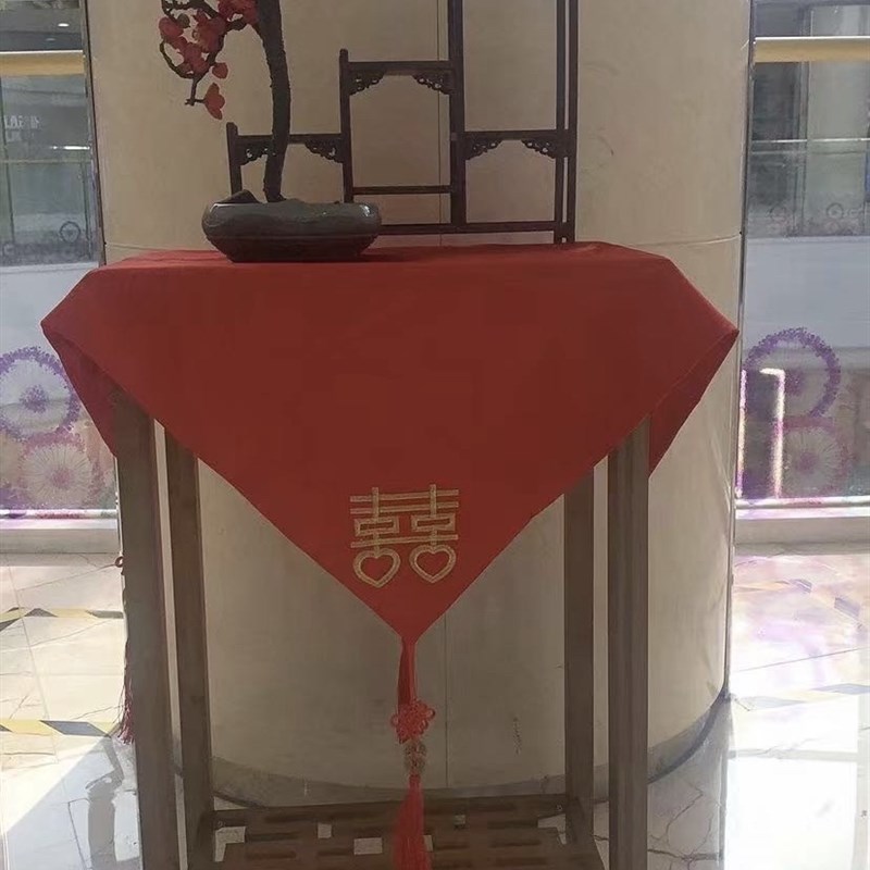 中国风婚纱摄影道具 工笔画秀禾拍照古装桌摆件仿真绿植盆栽 茶几