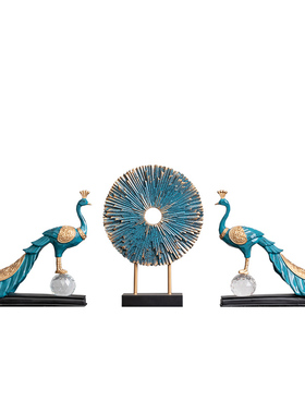 欧式家居客厅摆件创意孔雀简约玄关酒柜电视柜装饰品现代轻奢摆设