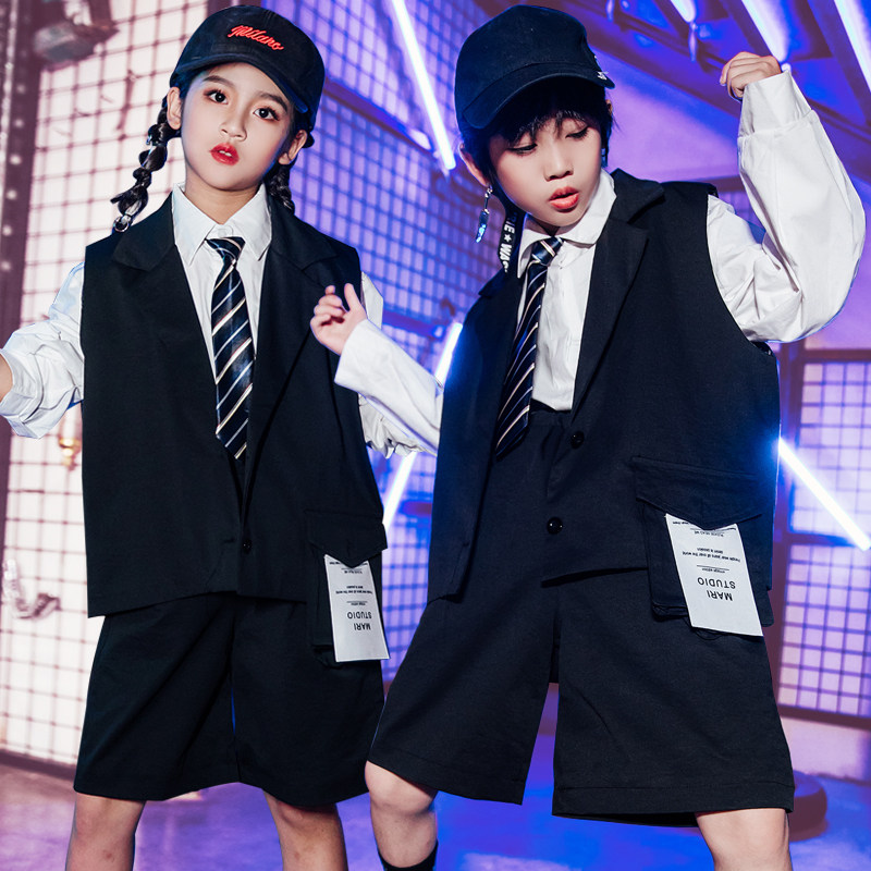 好货模特走秀时装女童西装外套小学生2025新款洋气黑色钢琴演出服